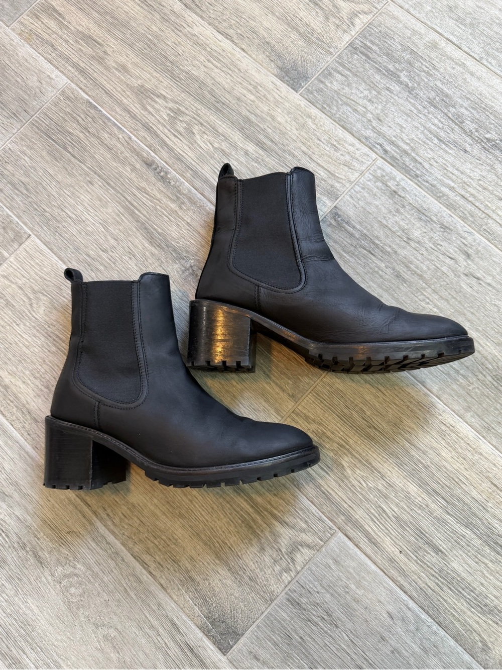 Thursday Boot Co. Everyday Matte Black High Heel Lug Sole Chelsea Boots Size 10